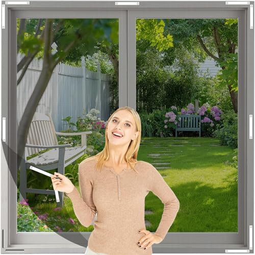 PQETBV Mosquiteras para Ventanas Magneticas, Mosquiteras Magnéticas DIY 150 x 130 cm, Mosquitera Magnetica con 12 Potentes Imanes, Mosquitera Ajustable para Ventanas sin Taladrar