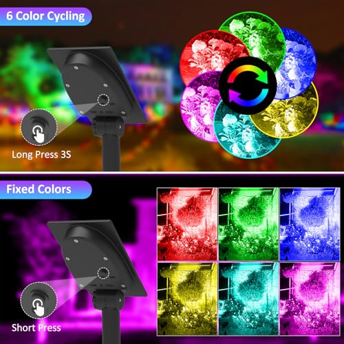 T-SUNUS Solar Garden Spot Lights, LED RGB Solar Light Outdoor Garden, IP65 Waterproof Auto ON/Off, Christmas Landscape Light - Image 2