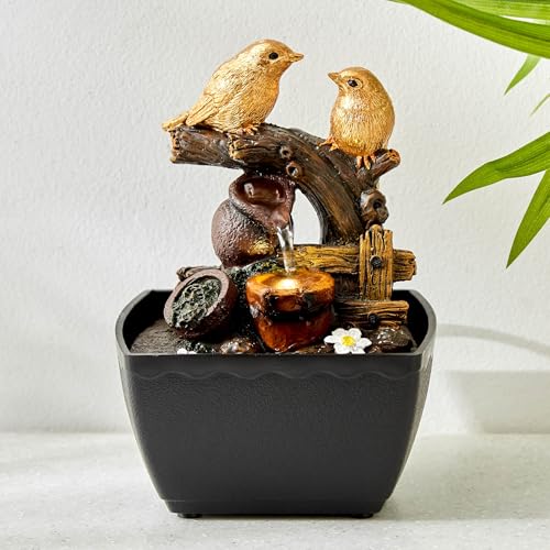 Image of Home Centre Alpine Polyresin Bird Water Fountain - 13x12.5x18.5cm