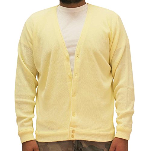 Men's L/S Links Cardigan Sweater 4000-37 (S, Butter)