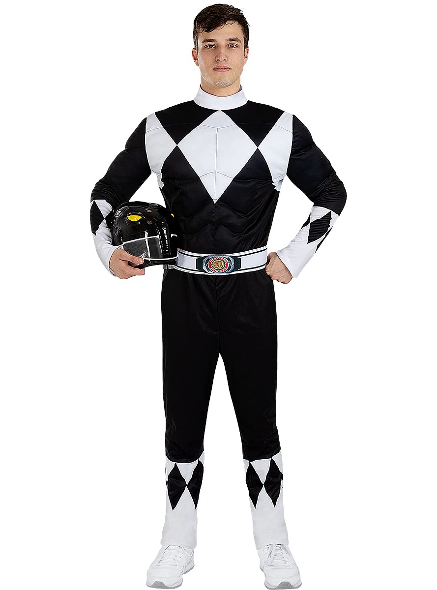 Funidelia Disfraz Power Ranger Negro para Hombre, Licencia Oficial, Talla L Películas & Series, Superhéroes - Traje para Adultos para Fiestas, Carnaval y Halloween