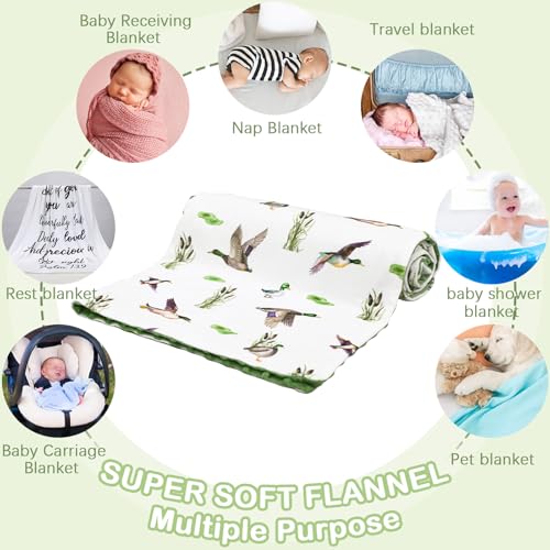 Image of HunnmingRe Mallard Duck Baby Blanket for Boys Girls Double Layer Minky with Dotted Backing Soft Mallard Newborn Blanket Essentials Registry Must Have Items for Toddler Newborn, 30 x 40 Inch(Duck)