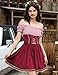 KOJOOIN Women German Dirndl Dress Traditional Bavarian Off Shoulder Velvet 1 Piece Oktoberfest Costumes Burgundy M