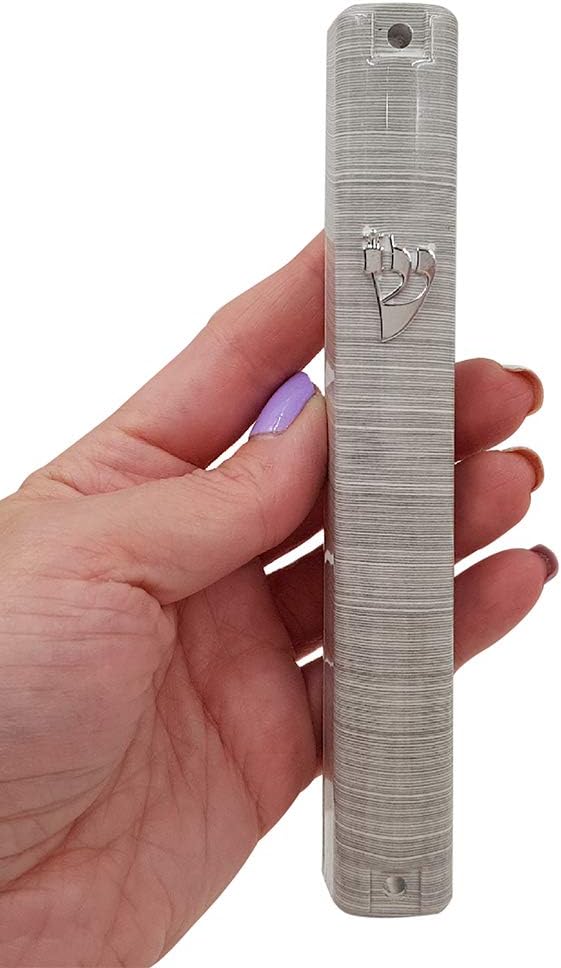 TALISMAN4U Jewish MEZUZAH CASE with Scroll 3D Metal Painted Design | Waterproof, Plastic Mezuza for Door, Israel Judaica, 5 Inch