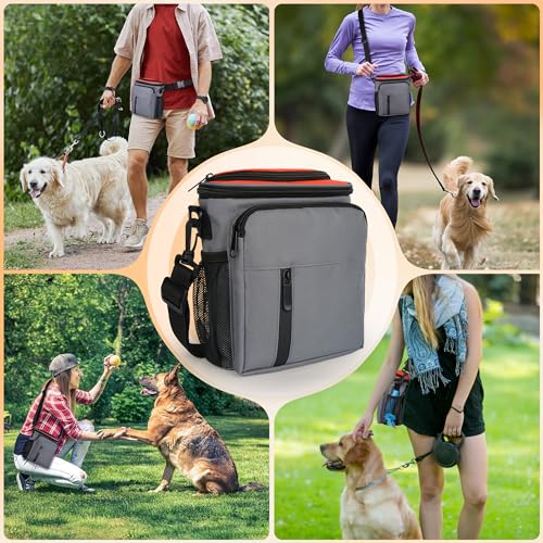 Leckerlitasche für Hunde, Futterbeutel Hundetraining mit Reißverschluss, Gürteltasche für Hunde mit Kotbeutelspender, Leckerlibeutel im für Reisen, Spaziergang