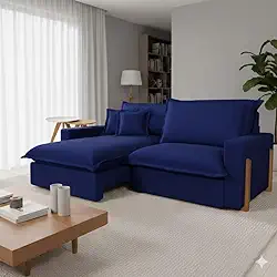 Sofá Retrátil e Reclinável Dubai com Molas Ensacadas, 2,10m. (Azul)