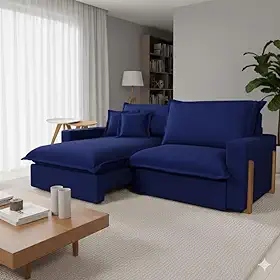 Sofá Retrátil e Reclinável Dubai com Molas Ensacadas, 2,10m. (Azul)