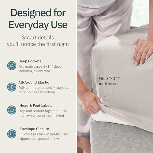 Image of Super Soft 100% Cotton King Size Sheets, 4 Pc Set, Beige