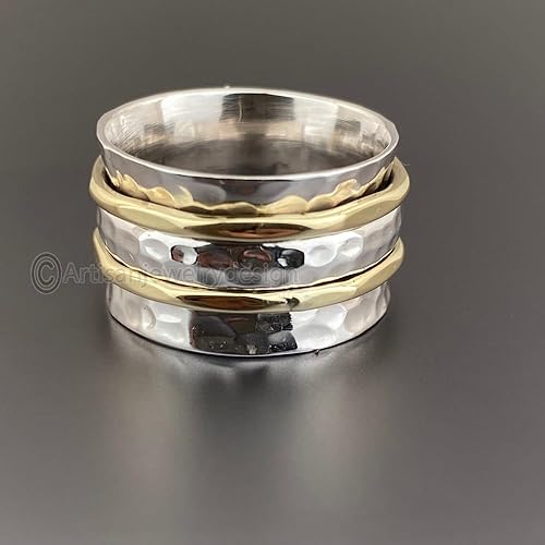 Miniatura 2 de Spinner Silver Ring, Spinner Ring Women, 925 Silver Ring, Handmade Silver Ring, Worry Fidget Spinner Ring, Spiritual Spinner Ring, Boho Spinner