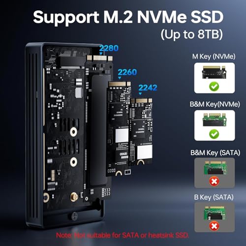 Image of 40Gbps M.2 NVMe Enclosure with Cooling Fan,Thunderbolt SSD Enclosure for M1 Pro /Max Mac,MOKiN Aluminum M.2 Enclosure Support M /B+M Key Size 2280 /2260 /2242 Compatible with Thunderbolt 3 /4 /USB4 /3.2 /3.1