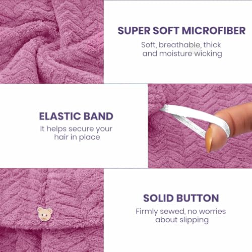 Image of MAXOSHINE Hair Towel Wrap for Women-Quick Drying Microfiber Towel for Hair with Elastic Loop for Tying-Super Absorbent Head Towels Wrap for Ladies Hair Turban