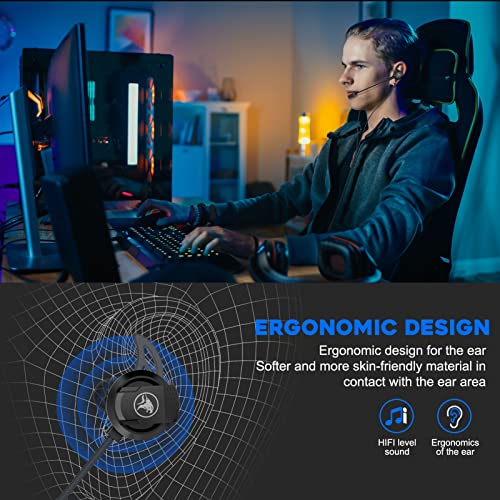 BlueFire 3.5 MM Gaming Headphone Wired Gaming Earphone Noise Cancelling Stereo Bass E-Sport Earphone with Adjustable Mic for PS4, Xbox One, Laptop, Cellphone, PC (Black 3)