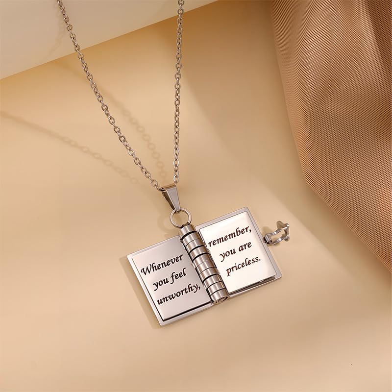 My Little Star Book Necklace,My Incredible Daughter Book Necklace with 6 Pages of Messages, A Letter for My Daughter Necklaces Jewelry, Openable Pendant Adjustable Gift4