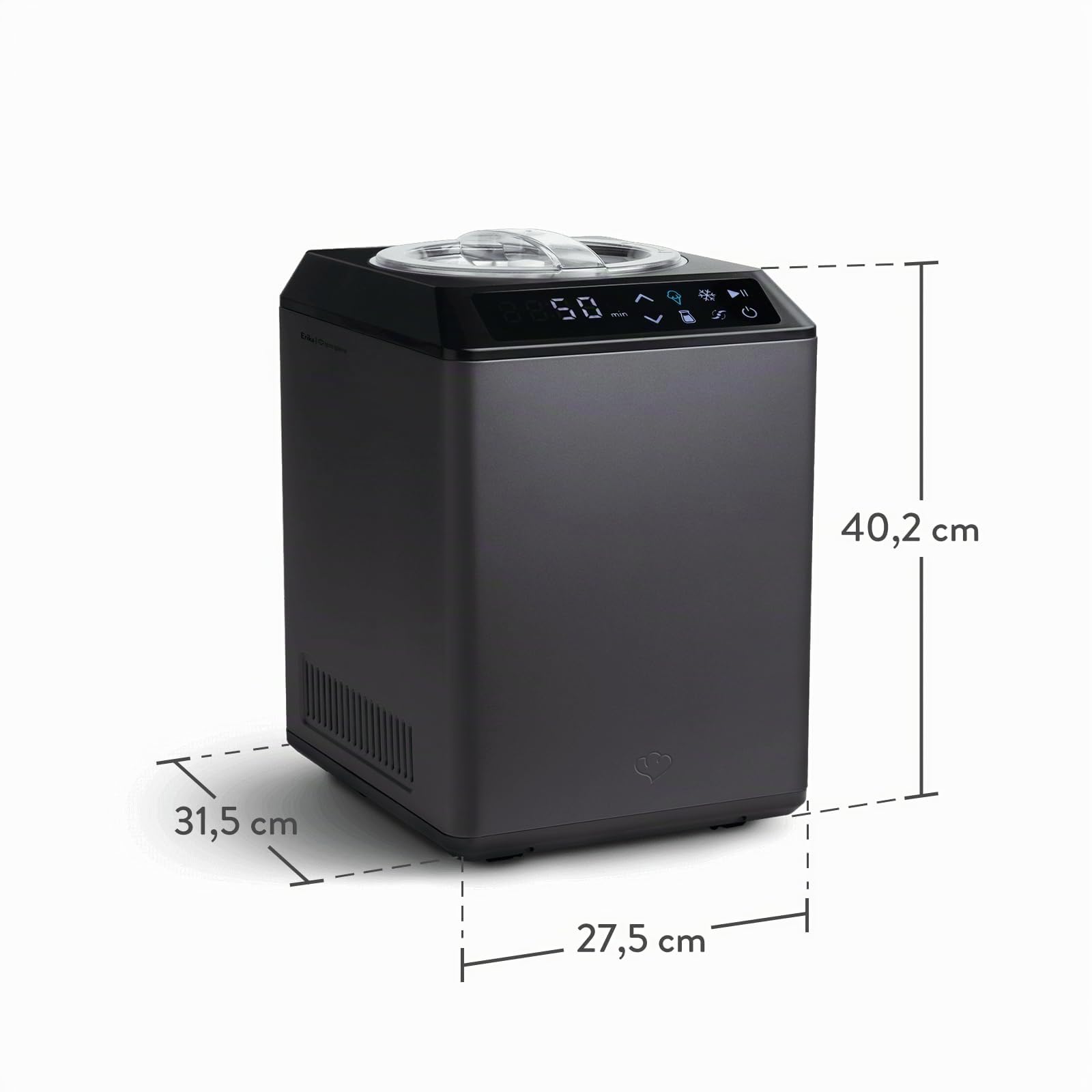 SPRINGLANE Eismaschine & Joghurtbereiter Erika 2,5 L mit selbstkühlendem Kompressor 250 W, Eiscrememaschine aus Edelstahl mit Kühl- und Heizfunktion, inkl. Rezeptheft + Zusatzbehälter Edelstahl