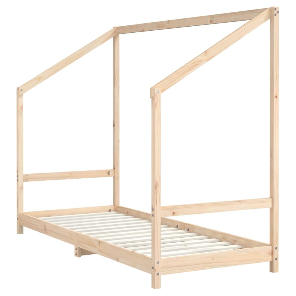 Łóżko dziecięce z litego drewna sosnowego, 2 x 80 x 200 cm ze stelażem, miejsce do spania w pokoju dziecięcym, drewniane łóżko z praktycznym wzorem do łóżeczka dziecięcego i sypialni rosnącej