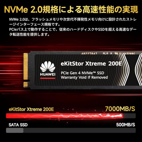 HUAWEI SSD 1TB PCIe Gen4x4 M.2 NVMe 2280 新型PS5 / PS5動作確認済み R:7000MB/s W:6500MB/s 3D NAND eKitStor Xtreme 200E 正規代理店品 5年保証
