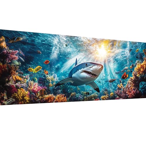 SKRYUIE Kit peinture diamant 5D requin 12x30 po