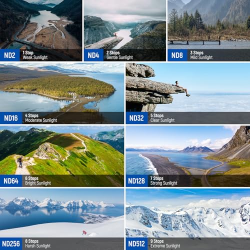 Image of NEEWER Variable ND Filter Set Compatible with DJI Mini 5 Pro Drone Camera (ND2-32 + ND64-512), Snap On Adjustable Neutral Density Multicoated Optical Glass Lens Filter Photography Accessories, 2 Pack