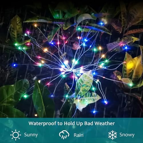 Image of MANSAA M70 Solar Powered Firework Fairy Lights Dazzling 120 Multicolor LED Lights Waterproof Wonder Solar-Powered Efficiency Dusk to Dawn Auto On /Off Perfect for Patio Paths & Lawns Easy Installation