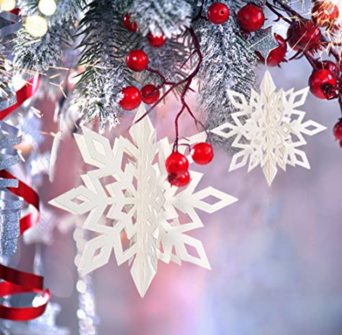 GuassLee Snowflakes Decorations White/Iridescent 12/15pcs Hanging 3D Paper Snowflakes and for Christmas Birthday Party Decorations - Image 3