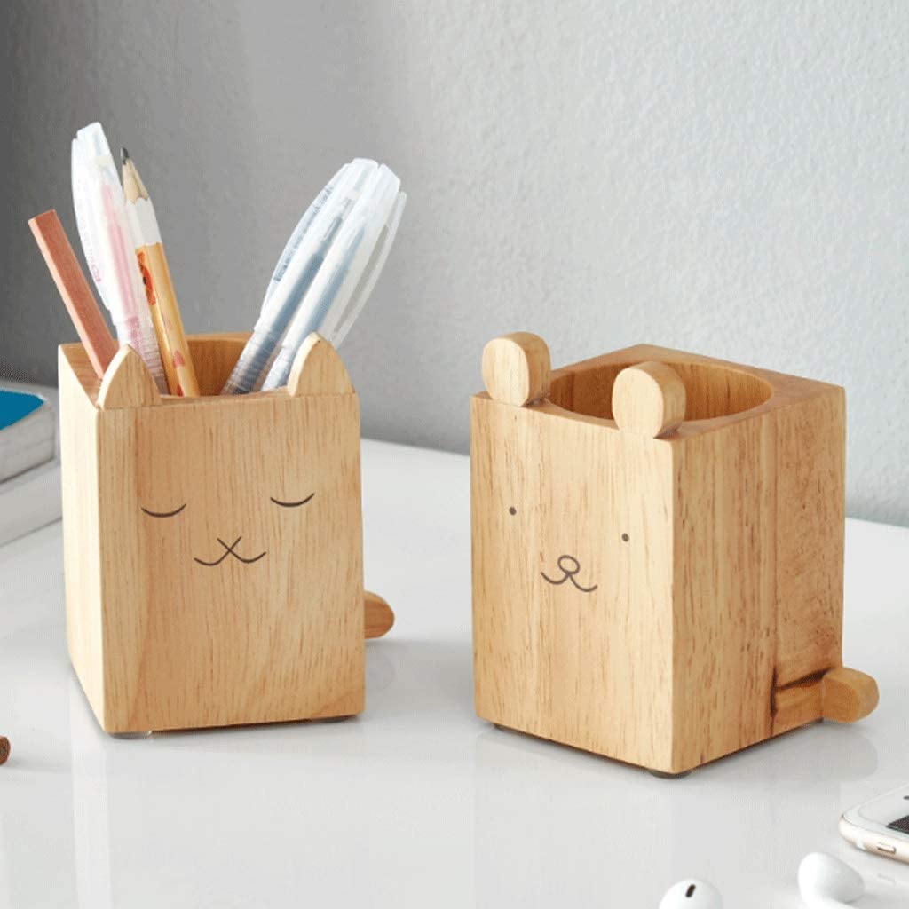 Stifteköcher Stifte Halter Stifthalter aus Massivholz Kreativer for Studentenhandbuch Studie Bürobedarf Desktop-Aufbewahrung Schreibtisch-Organizer(B)