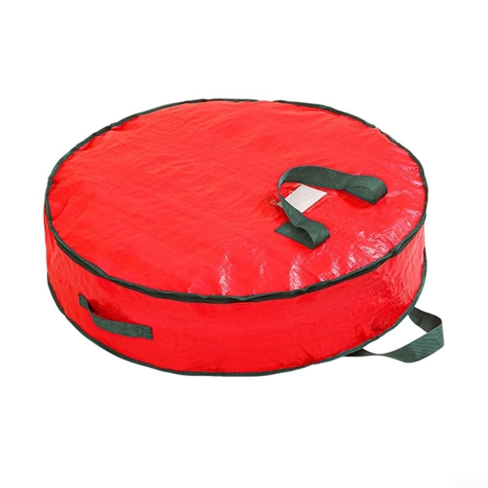 Bolsa de almacenamiento grande para coronas de Navidad, material de lona resistente con cremallera, contenedor protector resistente para coronas