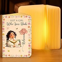 Personalized LED Magic Book Lamp – Foldable Magic Books Light for Readers, Bookworms, and Book Lovers, Perfect Bookish Christmas Gift & Home Library, Bookshelf Decor (Just a girl who loves books)