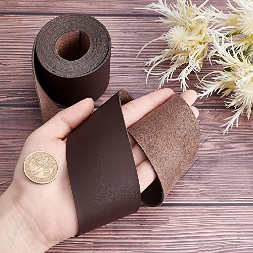 GORGECRAFT Full Grain Leather Straps 2 Inches Wide 78 Inches Long Single Sided PU Leather Strip for DIY Crafts Projects Clothing Wrapping Making Bag Strap (Dark Brown - Image 3