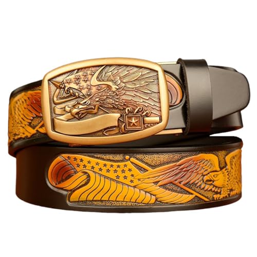Ceinture à cliquet en cuir avec motifs ornementaux, le cadeau idéal pour homme