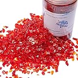 TWINKLING High Luster Fire Glass Stones Glitter, Broken Shattered Chips Crushed Glass Stones for Fire Pit Fire Place, Crafts Resin Art, Aquarium Garden Decoration, 9-12mm(370g/13oz.) (Red)