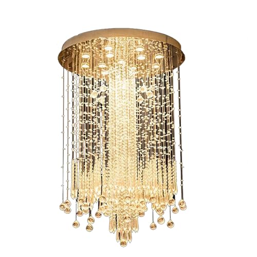 Grand plafonnier cristal de plafond luxe rond luminaire salon entrée