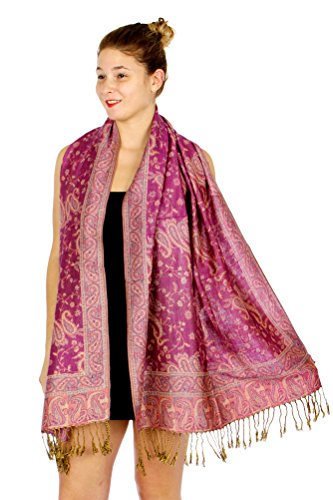 Fabulous Large Soft Double Layer Jacquard Paisley Print Pashmina Scarf Shawl3