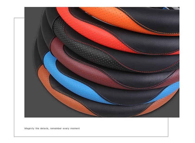 Copri Volante Coprivolante In Pelle Con Cuciture Carbon Fiber Antiscivolo - 15 Pollici (38 Cm), Installazione Facile Coprivolante Pelle Carbonio