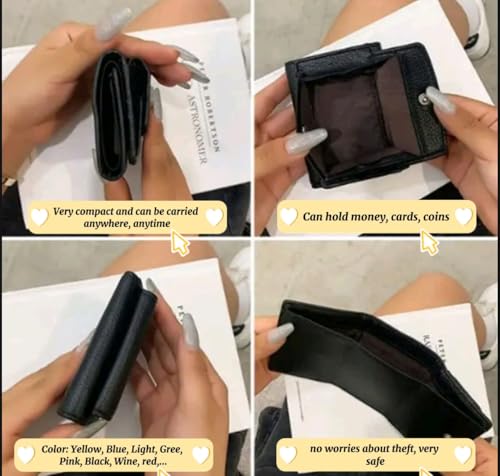 2025 New Genuine Leather RFID Blocking Card Holder Organizer - Pocket Mini Wallet, Unisex Anti-Credit Card Fraud Folding Mini Wallet (Light Blue)3