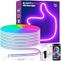 KANTUTOE LED Neon Rope Lights, 13.1ft RGB LED Light Strip, 24V Music Sync App/Remote Control DIY Rope Light, IP67 Waterproof Gaming Neon Strip Lights for Bedroom Indoor Oudoor Décor