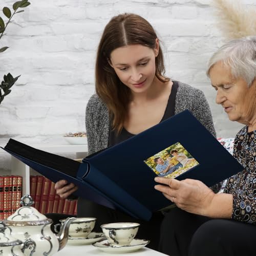 Colemoly Photo Album 4x6 1000 Photos Leather Cover Extra Large Capacity Albums Holds 1000 Horizontal & Vertical Pictures for Travel, Graduation(Blue, 1000 Pockets)