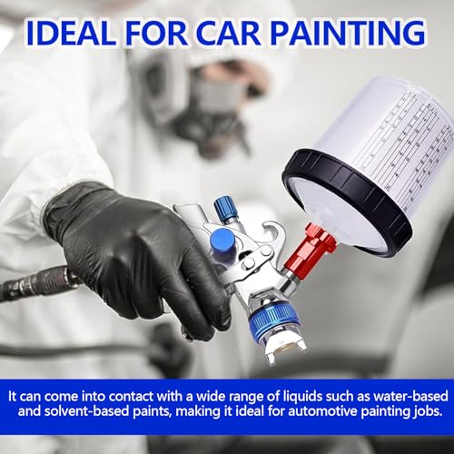 Image of Hovom Car Spray Gun Cup Adapter, 16mm Thread 1.5mm Pitch Master Elite Paint System MPS Female Adapter, Spray Gun Paint Cup Adapter Fits PRO-33, PRO-44, PRO-88 HVLP Spray Guns (Red+Internal Thread)