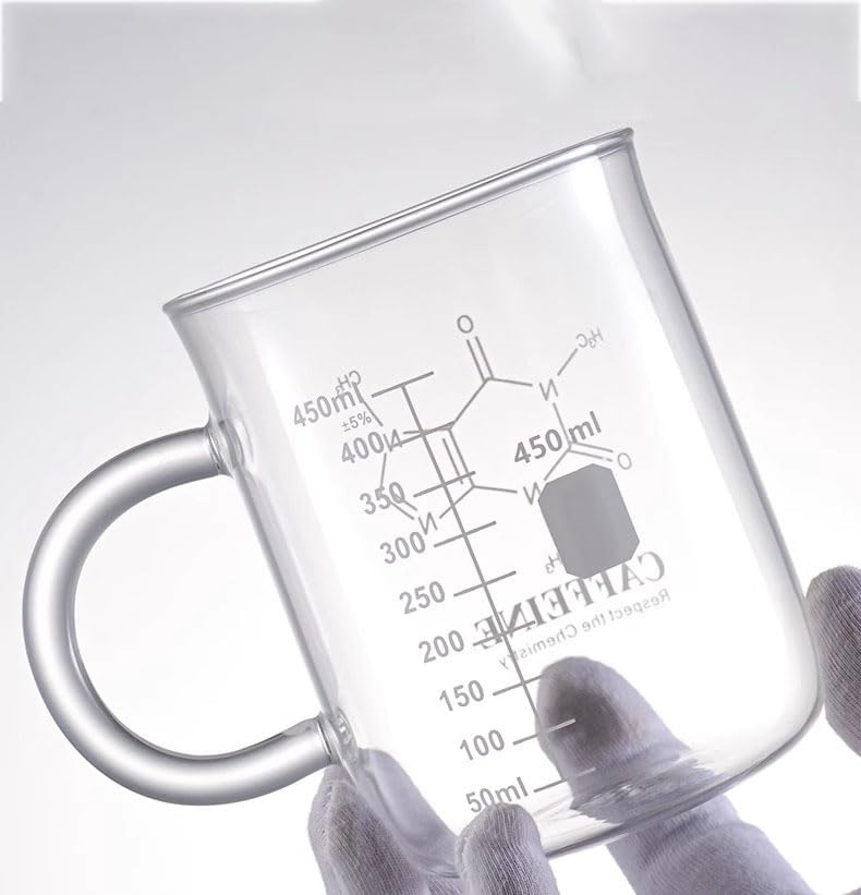 Tazza graduata in vetro borosilicato resistente al calore - 1/2 pezzi Becher graduato da cucina con manico for caffè e latte(2pcs)