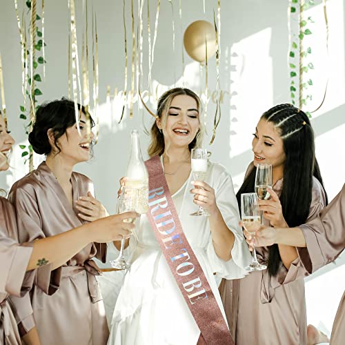 Image of Semato Bachelorette Party Favors BRIDE TO BE Sash-Rose Gold Glitter Shiny Bride to be sash with for Bridal Shower Decorations and Bridal Shower Gift