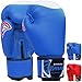 Farabi Raw Genuine Cowhide Leather Boxing MMA Muay Thai Kickboxing Punching Training Sparring Bag Gloves Mitts (Blue, 12Oz)