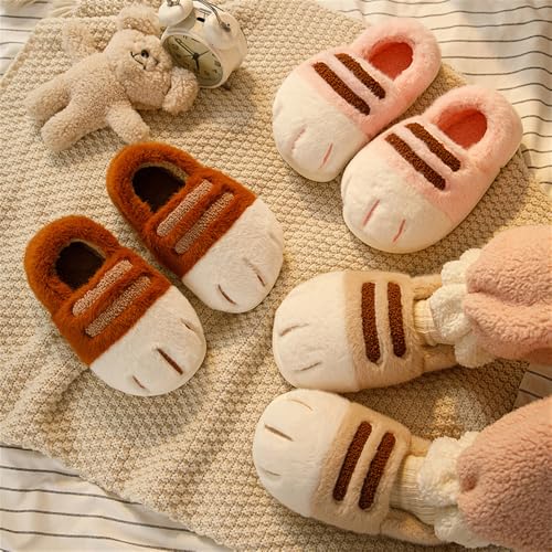 Cat Paw Slippers，3D Cat Paw Cartoon Slipper for Women，Cat Feet Slippers，Warm Fluffy Furry Winter Bedroom Cat Paw Slippers4