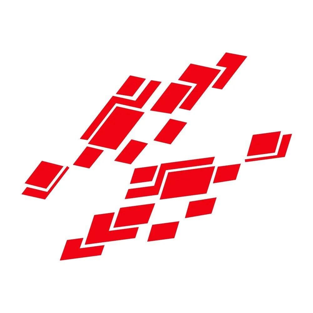 2PCS Checkered Graphics Car Side Door Skirt Stickers Vinyl Decals(Glossy Red)