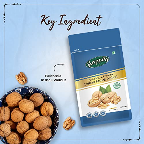 Image of Happilo Premium Inshell Dried Walnut 500g | Akhrot Giri | Dry Fruits, Healthy Snacks | Large Size | Walnut with Shell | Rich in Protein, Antioxidants & Source of Omega-3 (Pack of 3)