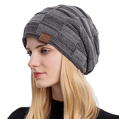 Gorro de Mujer Gorro de Hombre de Punto Fino con Forro cálido Gorro de Invierno Unisex con Forro Polar Cover