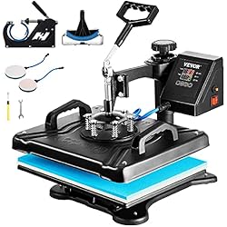 Impresora Bordadora VEVOR 5 en 1 Prensa de Calor 38 x 30 cm, Máquina de Transferencia de Calor Multifuncional Máquina de Sublimación para Camisetas Tazas Platos Sombreros