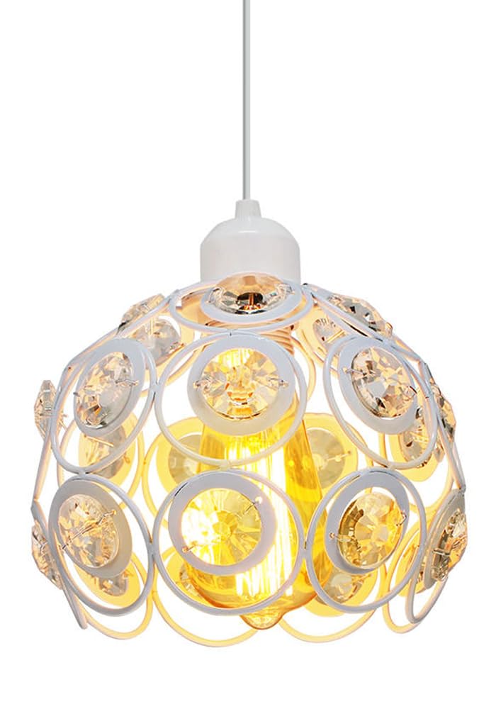 Moderno Lámpara Colgante de Cristal Lámpara de Techo E27 Moderna luz Iluminación ø20cm Dormitorio Sala de estar Baño Pasillo,60W(Blanco-A)