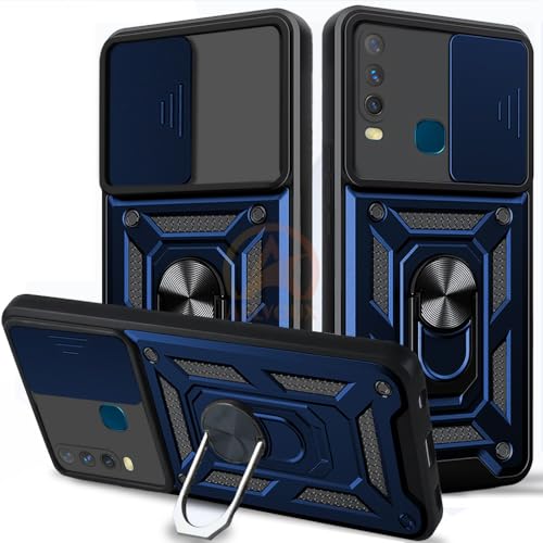 Image of Armor Bumper Back Cover Case for VIVO Y17 / Y15 / Y12 Rotating Camera Cover, Ring Holder & Kickstand | Heavy Duty & 360 Degree Protection VIVO Y17 / Y15 / Y12 Back Cover (Blue)