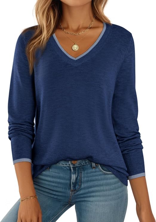 Dokotoo Women's Wool Blend Crew Neck Casual Fall Sweaters Knit Tops
