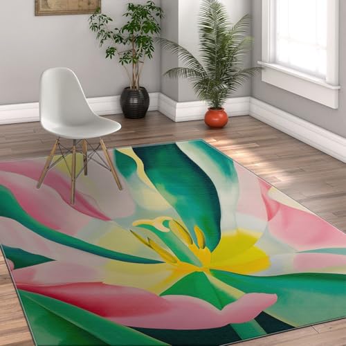 Tapis abstrait floral coup de pinceau 120x150cm tapis de salon haut de gamme - 4