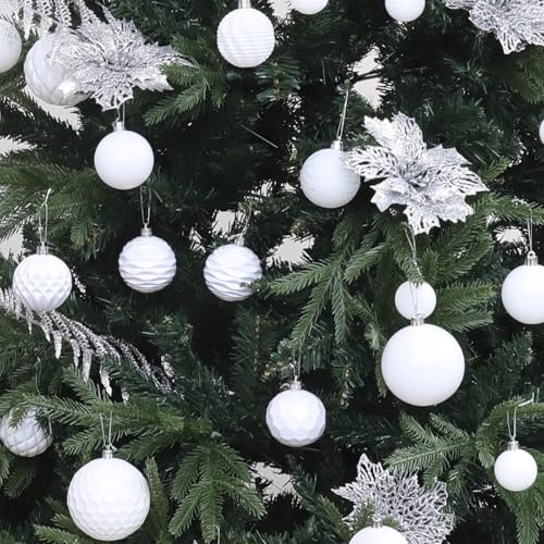 Christmas Balls Ornaments -36pcs Shatterproof Christmas Tree Decorations with Hanging Loop for Xmas Tree Wedding Holiday Party Home Decor,6 Styles in 3 Sizes(White) - image 7